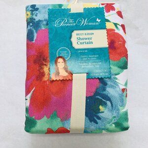 Pioneer Woman Breezy Blossom Multicolor Floral Applique Fabric Shower Curtain